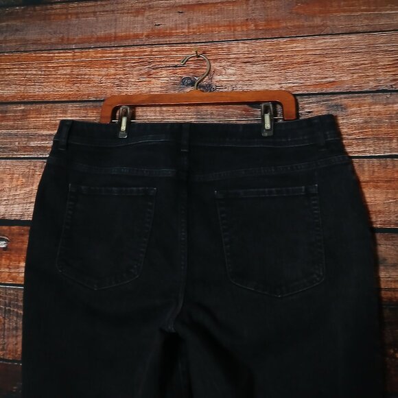 Chico's Jeans Size 3 US 16 Sparkle Cuffed Ankle Black Denim Stretch - Picture 5 of 10